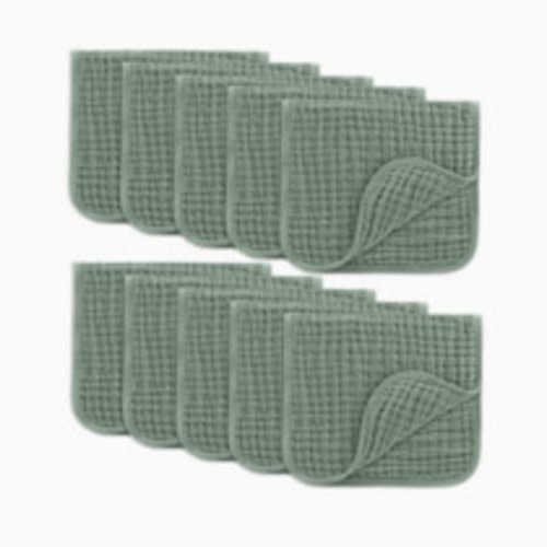 Comfy Cubs 6-Layer Muslin Burp Cloths Set - Fern, 10