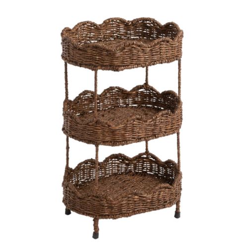 Daisy Oval Seagrass Scalloped 3 Tier Storage Tower - World Market