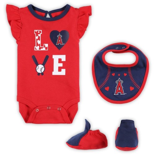 Los Angeles Angels Newborn & Infant Three-Piece Love of Baseball Bib, Bodysuit & Booties Set - Red/Navy