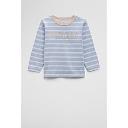 Dusty Blue Stripe Long Sleeve Heritage T-Shirt - New Logo | Country Road