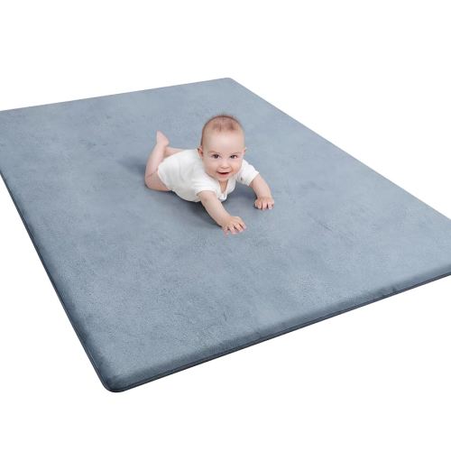Baby Play Mat for Floor - 1.3” Thick Memory Foam, 59" x 79" Large Crawling Mat for Infant & Toddler, Soft Non-Toxic Crawling Mat, Easy to Clean, Non-Slip Reversible Design - (Dark Gray)