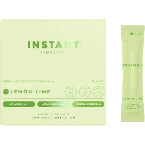 Instant Hydration Electrolytes Powder Packets - Lemon Lime Drink Mix - Zero Sugar - Keto, Vegan, Gluten-Free, Non-GMO - Boost Recovery, Brain Health, Muscle & Tissue Support- 30 Sticks