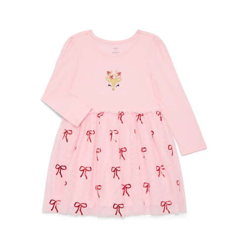 Holiday Time Toddler Girls' Christmas Tutu Dress with Long Sleeves, Sizes 12M-5T