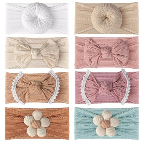 VISBL Baby Girls Headbands with Bows Soft Elastics Head Wrap Hair Accessories for Newborn Infant Toddler Kids
