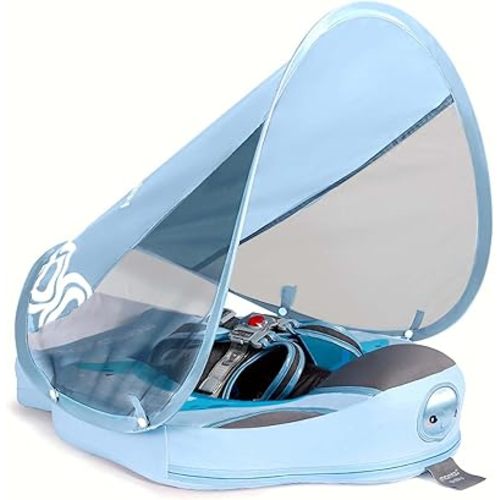 Baby Floats for Pool with Canopy Removable Sun Protection Canopy Mambobaby Float Non Inflatable Upgrade Add Tail Avoid Flip Waterproof Skin-Friendly Infant Swim Float 3-24 Months