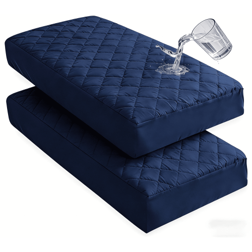 Lorviah 2 Pack Waterproof Crib Mattress Protector 28"x52", Soft Quilted Fitted Sheet, Breathable Noiseless Hypoallergenic Mattress Cover, Navy Blue
