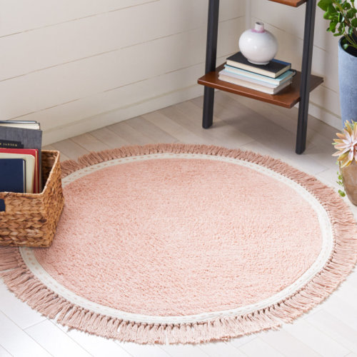 Lark Manor™ Hardrigg Handwoven Cotton Area Rug in Pink/Ivory & Reviews | Wayfair