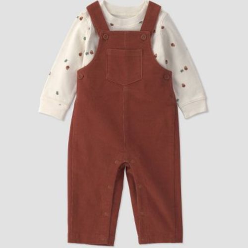 Carter's Just One You® Baby Boys' 2pc Long Sleeve Bodysuit and Cord Overalls Set - Brown 3M