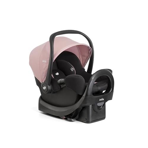 Joie Rue Lightweight Infant Car Seat & Anti-Rebound Base –Side-Impact Protection, 5-Point Harness, and UPF 50+ Canopy for Newborns and Infants (Blush)