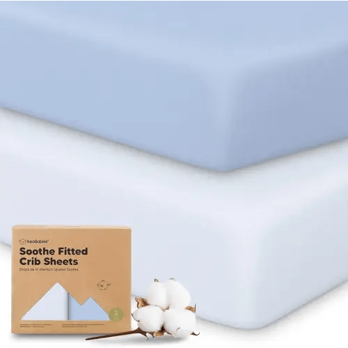 KeaBabies 2-Pack Organic Crib Sheets for Boys, Girls - 52x28 Fitted Crib Mattress Sheet Neutral, Breathable Jersey Cotton Cover for Baby Bed, Toddler Mattress, Soft & Cute Prints (Blue Flax)