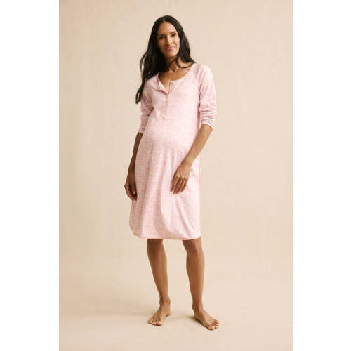 LAKE | Women | Pima Cotton Pajamas | Hydrangea Maternity Long Sleeve Nightgown