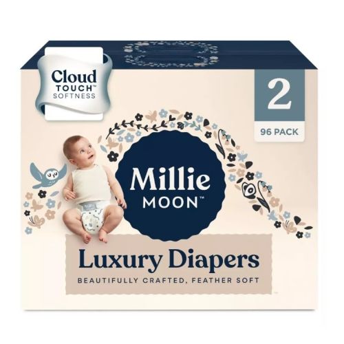 New~Millie~Moon Lux~URY Diapers – Ultra Soft CloudTouch Diapers with 12 Hour Absorbency (Size2-96Count)