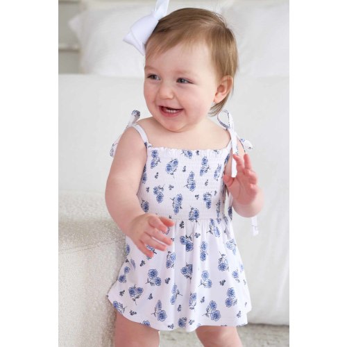 Smocked Twirl Bodysuit | Sapphire Garden