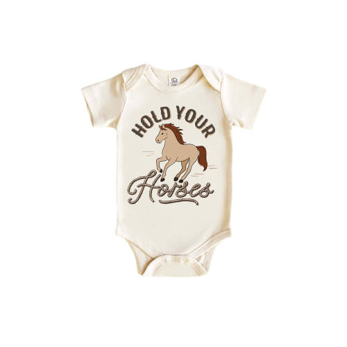 Hold Your Horses Graphic Bodysuit & Kids Tee | Natural