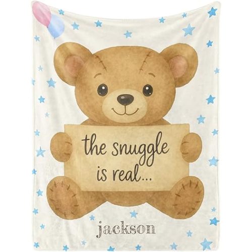 Ships from The US, Personalized Baby Blanket for Boy, Custom Baby Blanket for Kids Soft Flanne Blankets in Easter Personalized Baby Gifts for Infant Newborn Shower (Yellow)