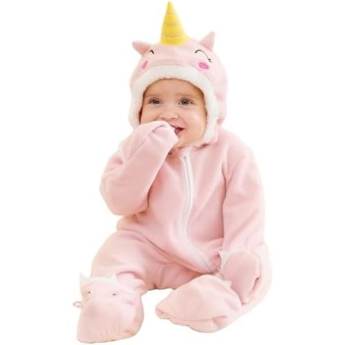 PATPAT Baby Fleece Footies Hooded Romper- Cute Outfit for Boys and Girls - 2 Way Zipper - Newborn Infant Clothes Outerwear 9-12 months