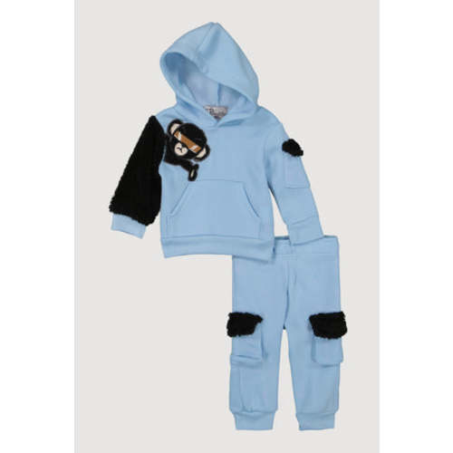 Baby Boys 0-9M Sherpa Detail Bear Graphic Hoodie and Joggers