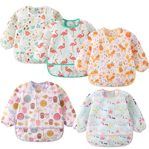 HaimoBurg, Baby Bib, Waterproof Long Sleeve, 6-30 Months, Yellow