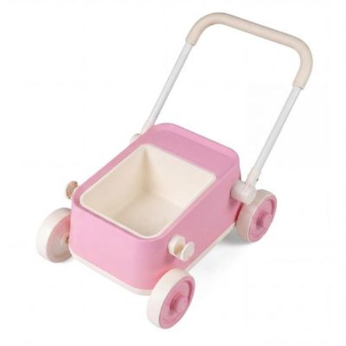 Costway Baby Push Walker with Wheels,Toddler Play Wagon with Foldable Handlebar & Storage Basket Pink