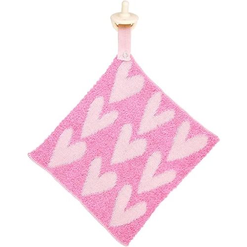 Stephan Baby Plush Blankets - Soft Absorbent Blankie with Paci-Clip for Pacifiers and Teething Toys, 9" Square, Hearts
