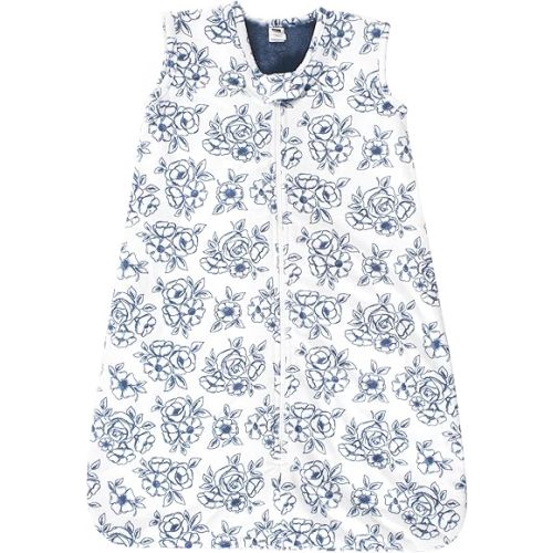 Hudson Baby Unisex Baby Plush Faux Fur Sleeping Bag, Wearable Blanket, Blue Toile, 0-6 Months