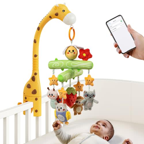 TUMAMA Baby Crib Mobile, Nursery Musical Mobile with Remote Control | Projection Night Light, Music and White Noise, Mute Spin Motor Nursery Sensory Toys Infant 0 3 6 9 Month Newborn Xmas Gift