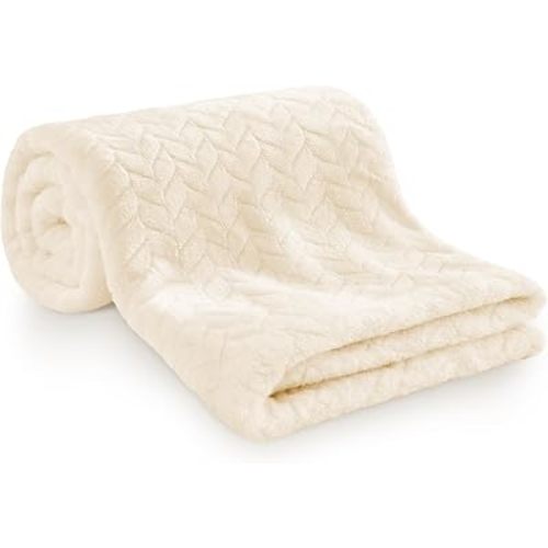 KeaBabies Soft Fleece Baby Blanket for Girls, Boys (1pk Serene, Soft Cream)