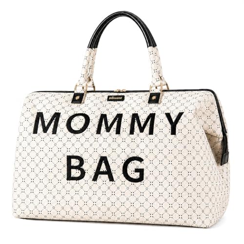 SUNVENO Mommy Bag, Large Hospital Bag with Changing Pad, Organizer Pouches & Luggage Sleeve for Travel & Diaper Essentials