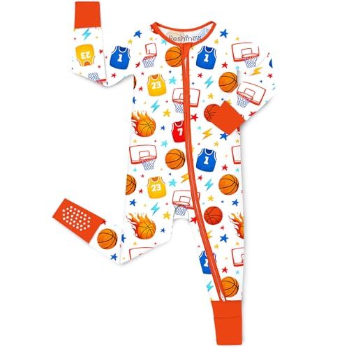 babee Reshinee Bamboo Viscose Baby Convertible Footie Pajama, Zipper Pajamas for Baby Boys & Girls, Sleep & Play Footed