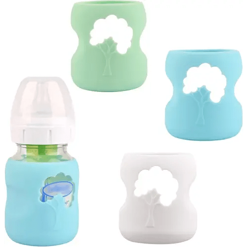 3 Pack Silicone Sleeves for Dr. Brown's Natural Glass Baby Bottles, Anti Breakage Baby Bottle Holder, Compatible Dr. Brown Wide-Neck Glass Baby Bottles 5 oz (White+Blue+Green)