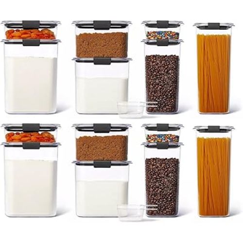 Rubbermaid Brilliance Pantry, Clear and Airtight Food and Pantry Storage Containers two sets of 7 pieces (14 piece set total)