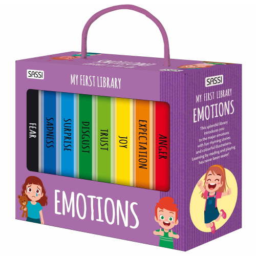 Sassi: My First Library - Emotions- 8 Cardboard Mini-Book Set, Feelings Development, Rhyming Stories, Portable Box, Read-Learn-Play, Kids-Toddlers 2+