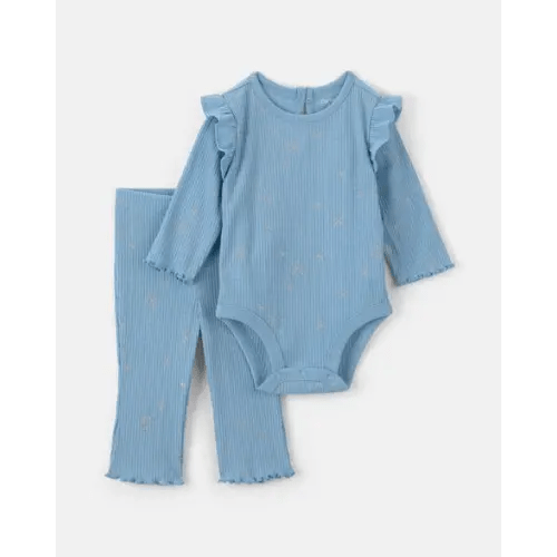Baby Girl 2-Piece Snowflake Fair Isle Long-Sleeve Bodysuit & Pant Set - Blue | Carter's