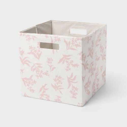 13" Fabric Bin Pink Floral - Brightroom™: 13 Inch Storage Cube, Decorative Storage