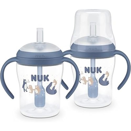 NUK Perfect Match Learner Straw Cup, 5 oz, 2 pack – Soft Straw, Easy-Grip Handles, BPA Free, Spill Proof Transition Sippy Cup