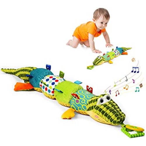 Jollybaby Baby Toys, Tummy Time Baby Toys with Rattles, Crinkle, Newborn Baby Musical Toys for Infant 0 3 6 9 12 Months Boys & Girls-Alligator