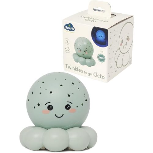 Cloud b Twinkles to Go Octo Pastel Green - Star & Galaxy Light - Portable Night Sky Projector for Bedroom & Travel - Night Light Soother