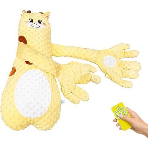 Patting Pillow, Electronic Pet Plush Toy, Automatic Electric Soothing Patting Hand Toy with Remote for Boys Girls, Cute Animal Plush Doll Soothe Gift for Supervised Playtime & Comfort
