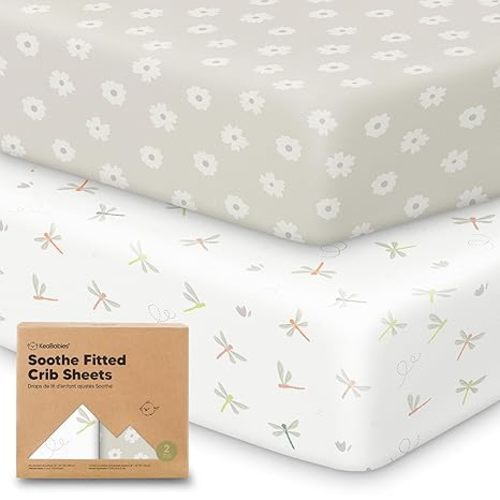 KeaBabies 2-Pack Organic Crib Sheets for Boys, Girls - 52x28 Fitted Crib Mattress Sheet Neutral, Breathable Jersey Cotton Cover for Baby Bed, Toddler Mattress, Soft & Cute Prints (Meadow)