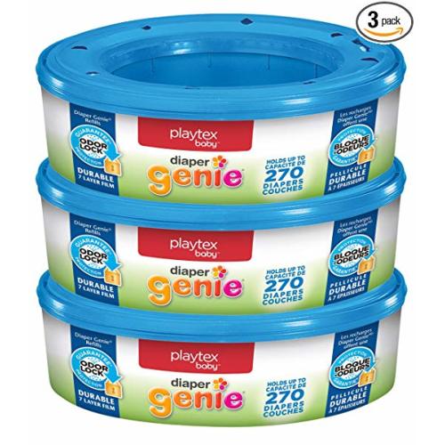 Playtex Diaper Genie Refill Bags, Ideal for Diaper Genie Diaper Pails, Pack of 3, 810 Count