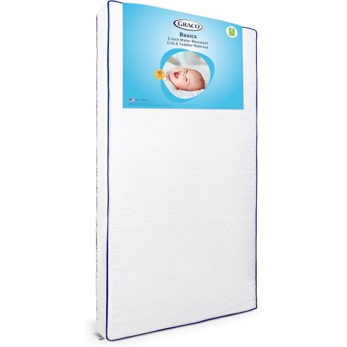 Graco Basics 5-Inch Water-Resistant Crib & Toddler Mattress — GREENGUARD Gold Certified Baby Crib Mattress & Toddler Bed Mattress with Water-Resistant, PVC-Free, Removable PEVA Cover, Made in The USA