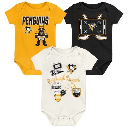 Infant & Newborn Pittsburgh Penguins Outerstuff Littlest Player Three-Pack Bodysuit Set