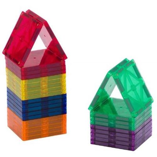Playmags 30 Piece Starter Kit Squares Set: Now with Stronger Magnets, Sturdy, Super Durable Magnetic Tiles with Vivid Clear Colors STEM Toys for Kids
