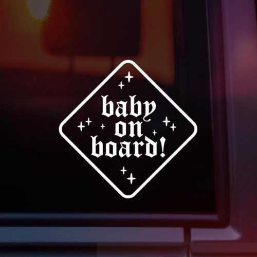 Baby On Board Warning Car Window Decal, Goth Baby, New Parent Gift Decal, Baby Car Decals, Retro Bumper Sticker, Car Accessories, Goth Decal