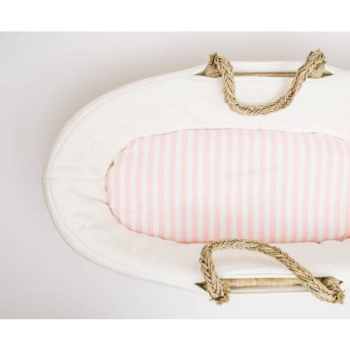 Bassinet Sheet Cotton Fitted Pink and White Stripe Moses Basket Bedding Girl Nursery Bedding for Baby Girl Bedding Pram Sheet OEKO-TEX