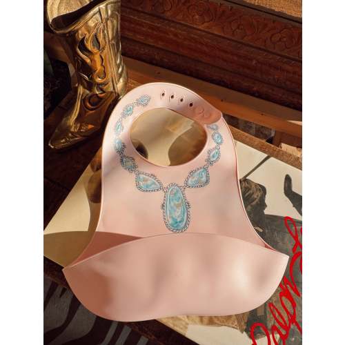 The Turquoise Lariat Silicone Bib in Pink