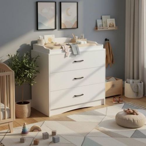 Famapy 3 Drawer Baby Changing Table Dresser,Nursery Storage Baby Dresser Chest,Safe Changing Station for Infant Diaper Care, Kids Clothing Storage