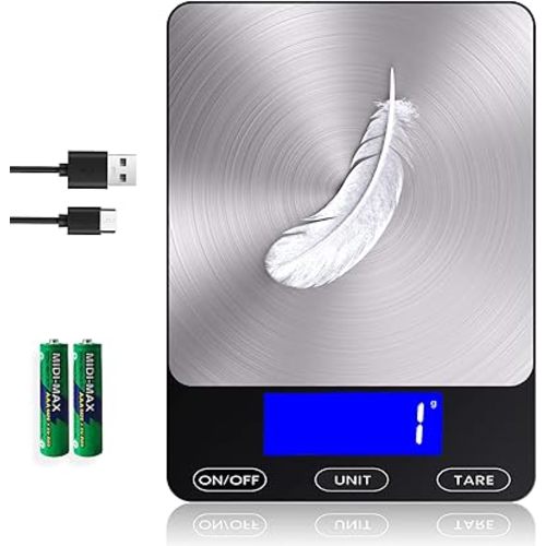 Food Scale -33lb Digital Kitchen Scale for Food Ounces Grams Rechargeable