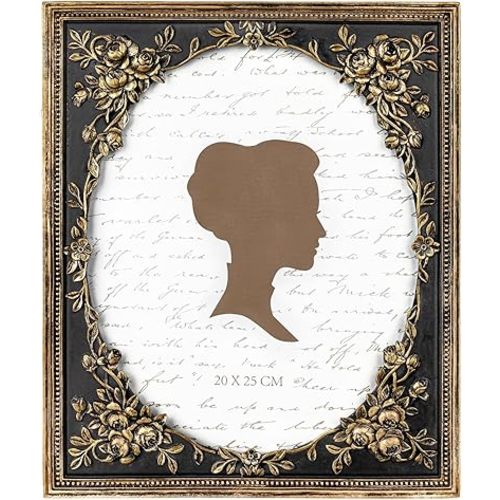AELS 8x10 Inch Vintage Black Picture Frame, Elegant Antique Photo Frames with Glass Front, Photo Display, Tabletop Wall Hanging, Gift Ideas, Gold and Black