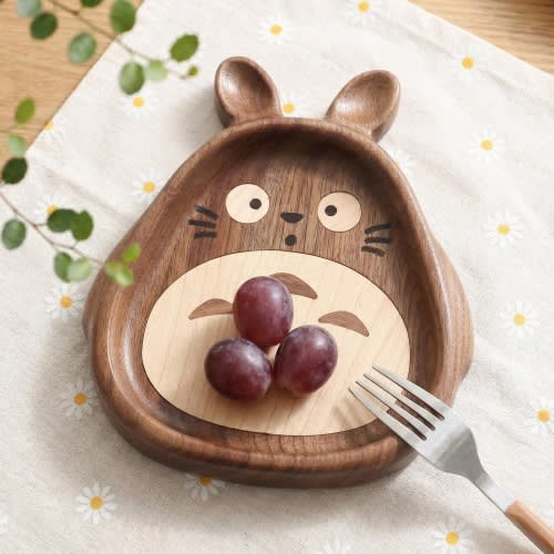 Personalized Wooden Totoro Tray,Dessert Plate,Cute Snack Tray,Dipping Dish,Wooden Jewelry Storage Tray,No Face,Unique Anime gifts for Kids